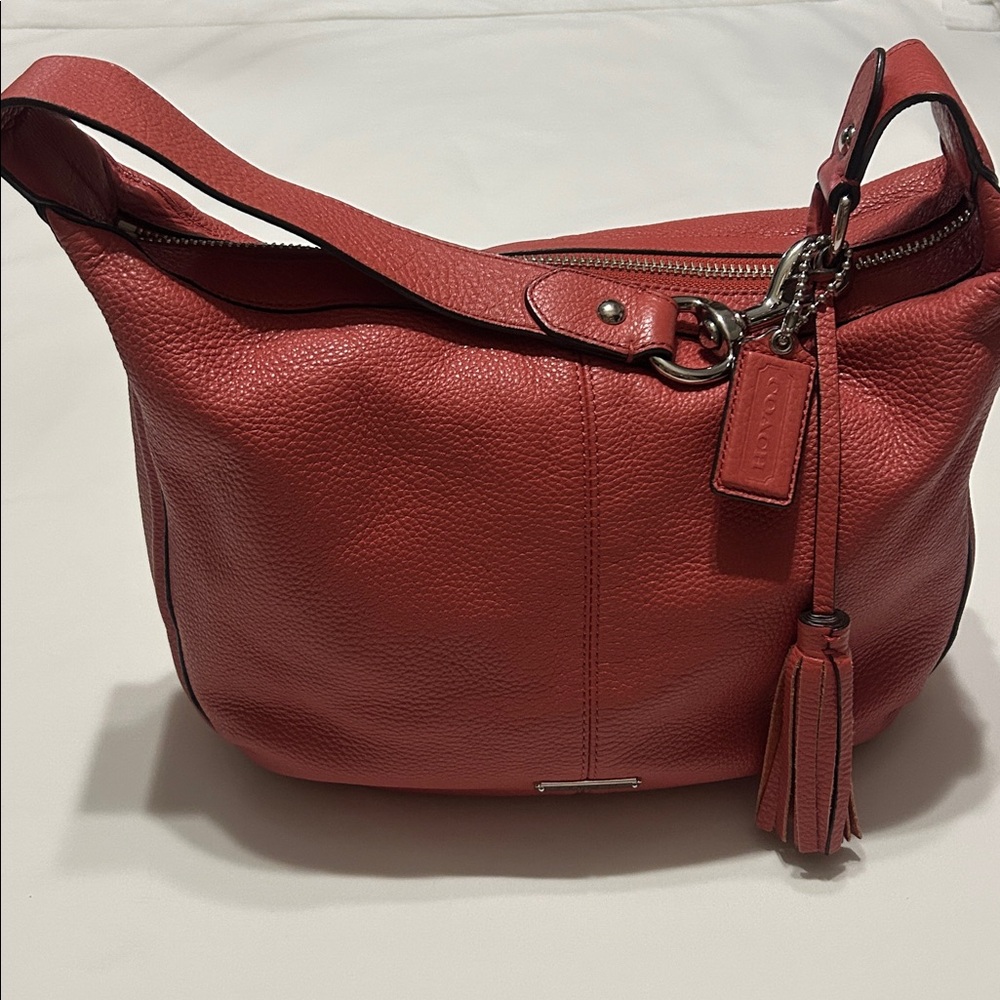 Coach Peach Leather Hobo Shoulder Bag - Picture 4 of 12